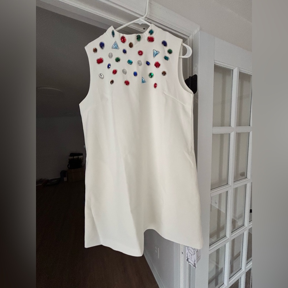 Embellished White Sleeveless Miss Rosier Dress
